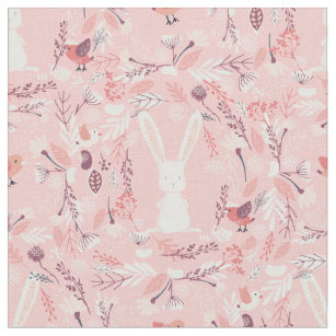 Nursery Fabric Zazzle Sweet Bunny Pink Fl Nursery Fabric