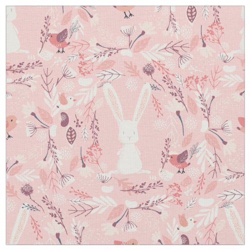 Sweet Bunny  Pink Floral Nursery Fabric