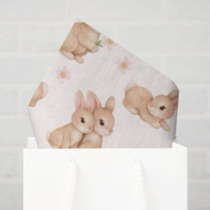 Sweet Bunny Pink Floral Pattern Tissue Paper