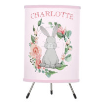 Sweet Bunny Pink Floral Roses Tripod Lamp