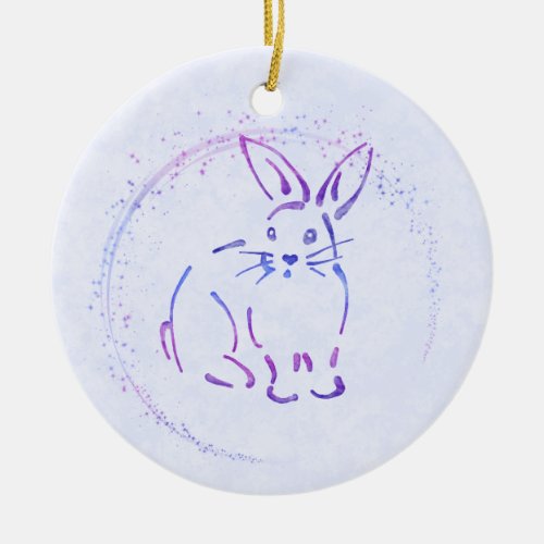 Sweet Bunny Rabbit _ Add Text to Watercolor Style Ceramic Ornament