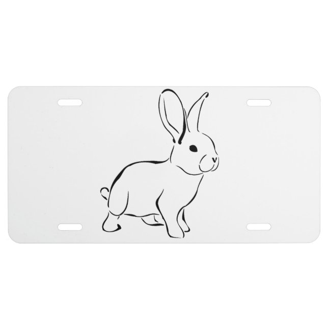 Sweet Bunny Rabbit, Cute Spring or Easter Cartoon License Plate (Front)