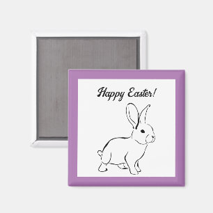 Sweet Bunny Rabbit, Cute Spring or Easter Cartoon Magnet