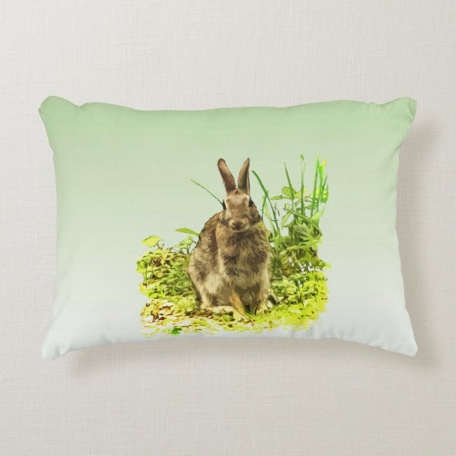 Sweet Bunny Rabbit in Grass Accent Pillow