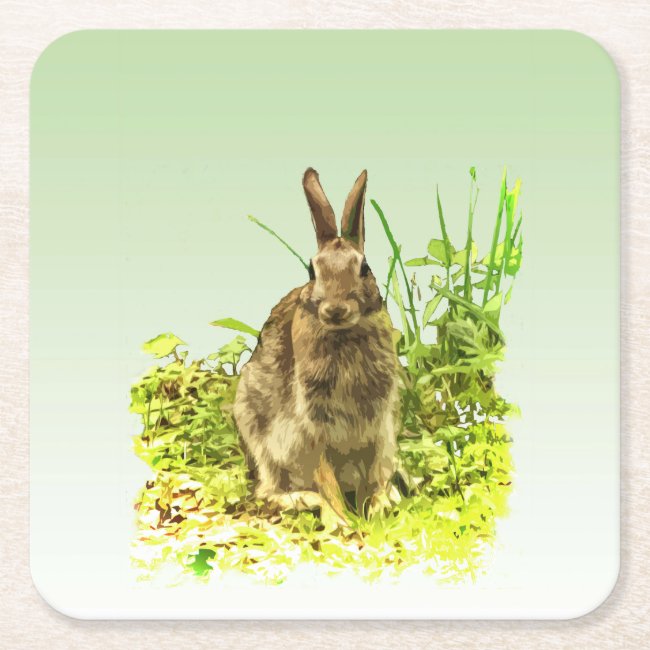 Sweet Bunny Rabbit in Grass Paper Coasters