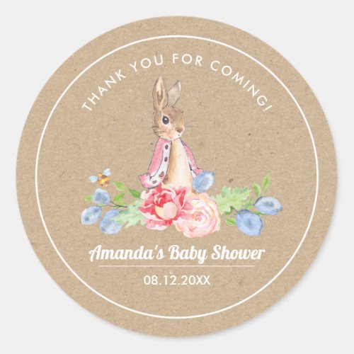 Sweet Bunny Thank You Baby Shower  Classic Round Sticker