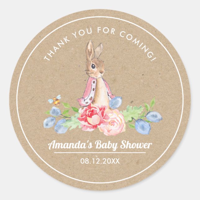 Sweet Bunny Thank You Baby Shower  Classic Round Sticker (Front)