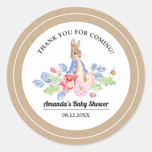 Sweet Bunny Thank You Baby Shower Classic Round Sticker