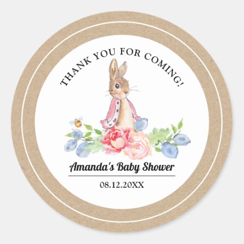 Sweet Bunny Thank You Baby Shower Favor Classic Round Sticker