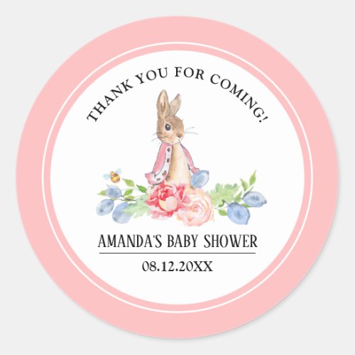 Sweet Bunny Thank You Baby Shower Favor Stickers