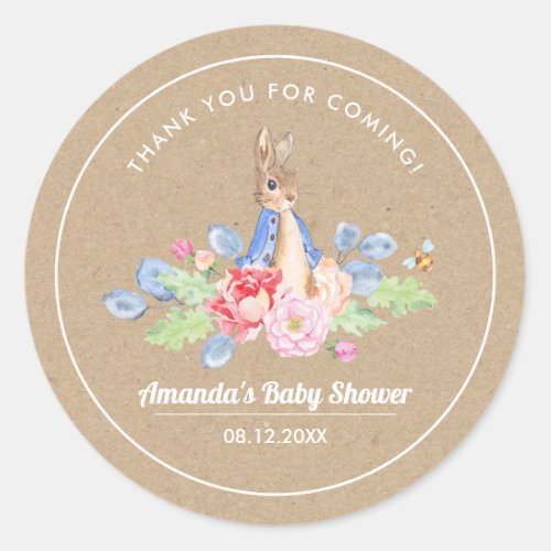 Sweet Bunny Thank You Baby Shower Favor Stickers