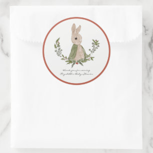 Sweet Bunny Thank You Baby Shower Favor Stickers
