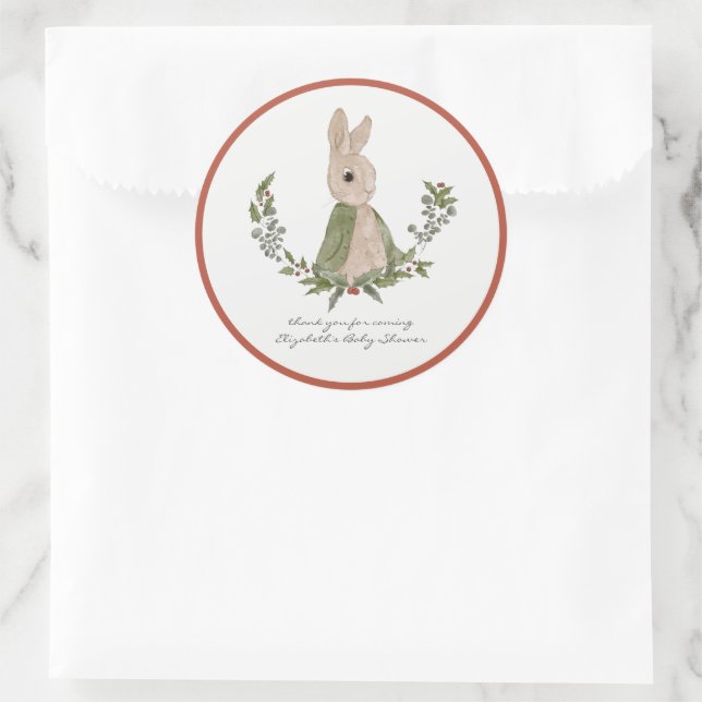 Sweet Bunny Thank You Baby Shower Favor Stickers (Bag)