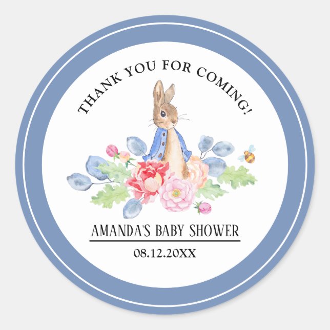 Sweet Bunny Thank You Baby Shower Favor Stickers (Front)