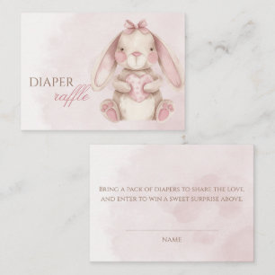 Sweet Bunny Watercolor Pink Diaper Raffle Enclosure Card