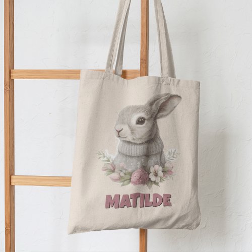 Sweet Bunny Whimsical Girly School Books Fun Tote 