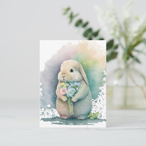 Sweet Bunny  Wildflowers III Postcard