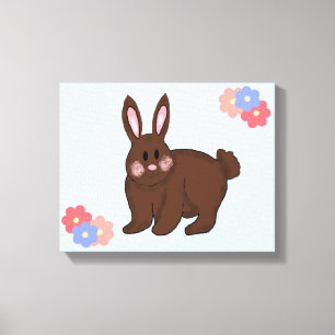 Sweet Bunny with Flowers Canvas Print
