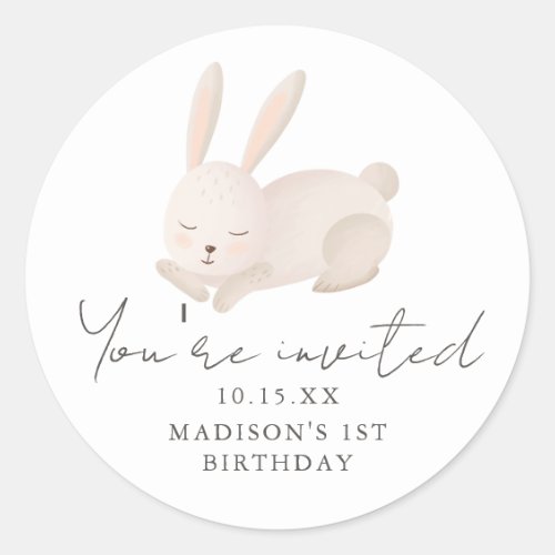 Sweet Bunny You're Invited Script First Birthday