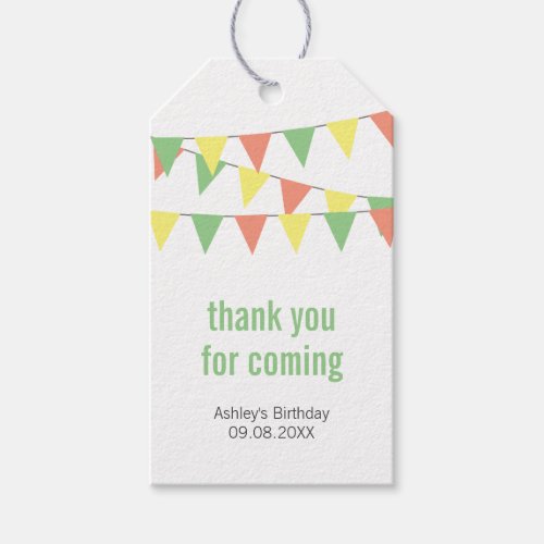 Sweet Bunting Party Favor Gift Tag Yellow  Green Gift Tags