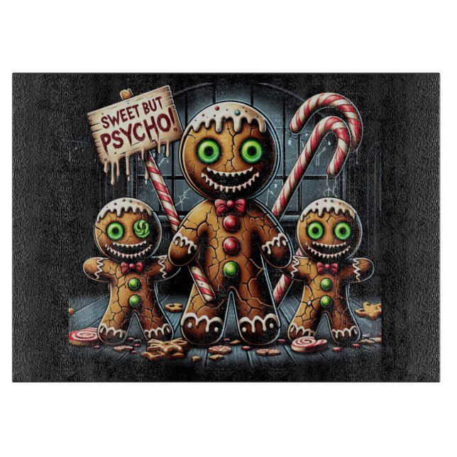 Sweet But Psycho Ginger Breadmen  Cutting Board (Front)