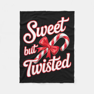 Sweet But Twisted Candy Cane Funny Christmas  Fleece Blanket