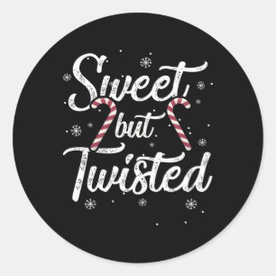 Sweet But Twisted Candy Cane S Classic Round Sticker