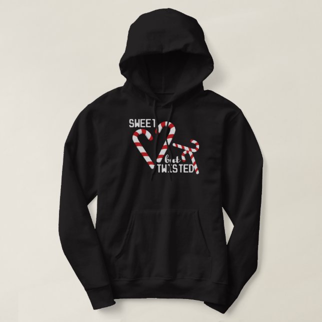 Sweet But Twisted Candy Cane Winter Christmas Fami Hoodie (Design Front)