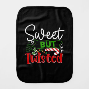 Sweet But Twisted Funny Christmas Candy Cane Baby Burp Cloth