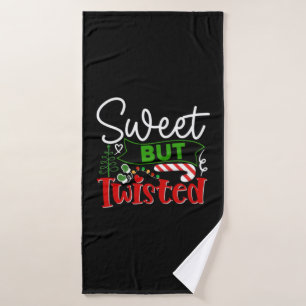 Sweet But Twisted Funny Christmas Candy Cane Bath Towel