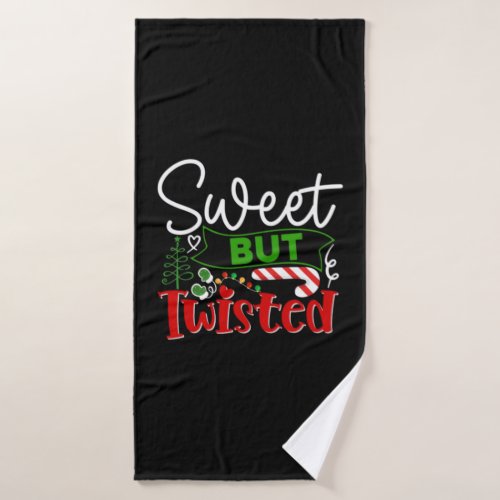 Sweet But Twisted Funny Christmas Candy Cane Bath Towel