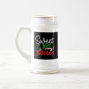 Sweet But Twisted Funny Christmas Candy Cane Beer Stein