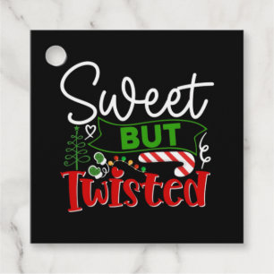 Sweet But Twisted Funny Christmas Candy Cane Favor Tags