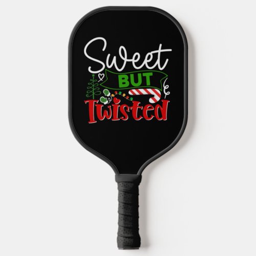 Sweet But Twisted Funny Christmas Candy Cane Pickleball Paddle