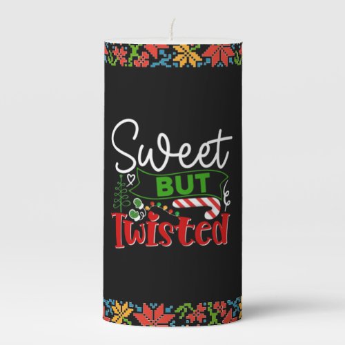 Sweet But Twisted Funny Christmas Candy Cane Pillar Candle