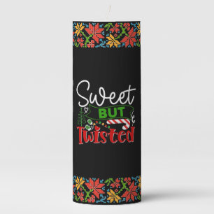 Sweet But Twisted Funny Christmas Candy Cane Pillar Candle