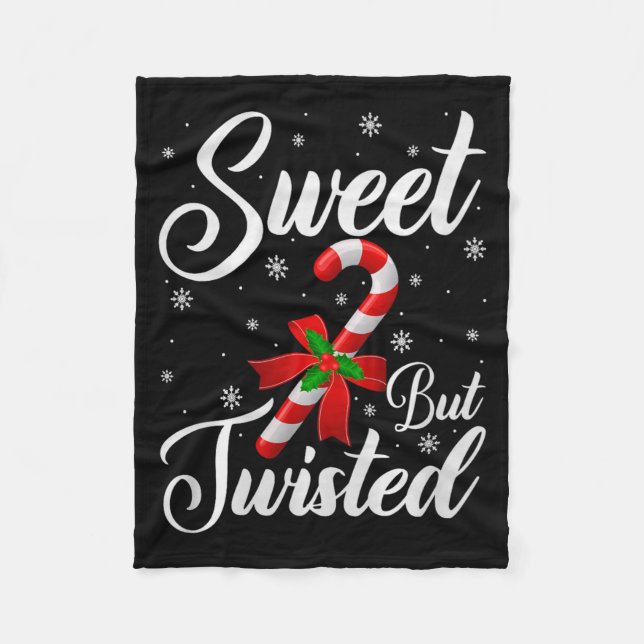 Sweet But Twisted Funny Christmas Candy Cane Premi Fleece Blanket (Front)