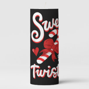 Sweet But Twisted Funny Christmas Candy Cane Santa Pillar Candle