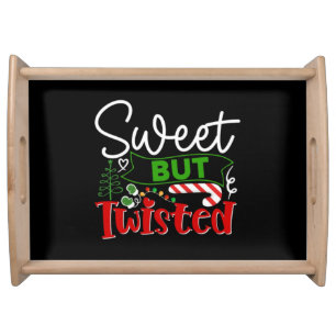 Sweet But Twisted Funny Christmas Candy Cane Serving Tray