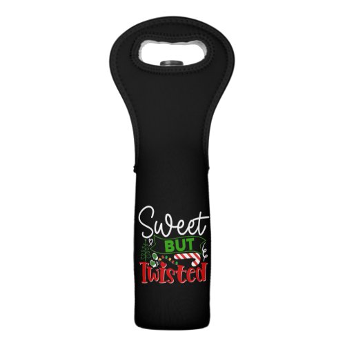 Sweet But Twisted Funny Christmas Candy Cane Wine Bag