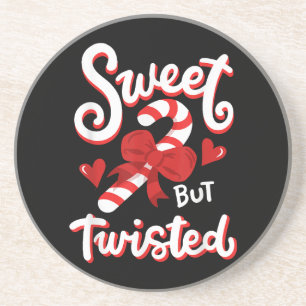 Sweet But Twisted Funny Christmas Candy Cane Xmas Coaster