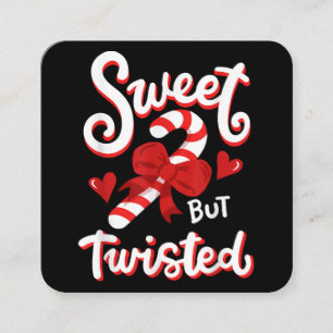 Sweet But Twisted Funny Christmas Candy Cane Xmas  Square Business Card