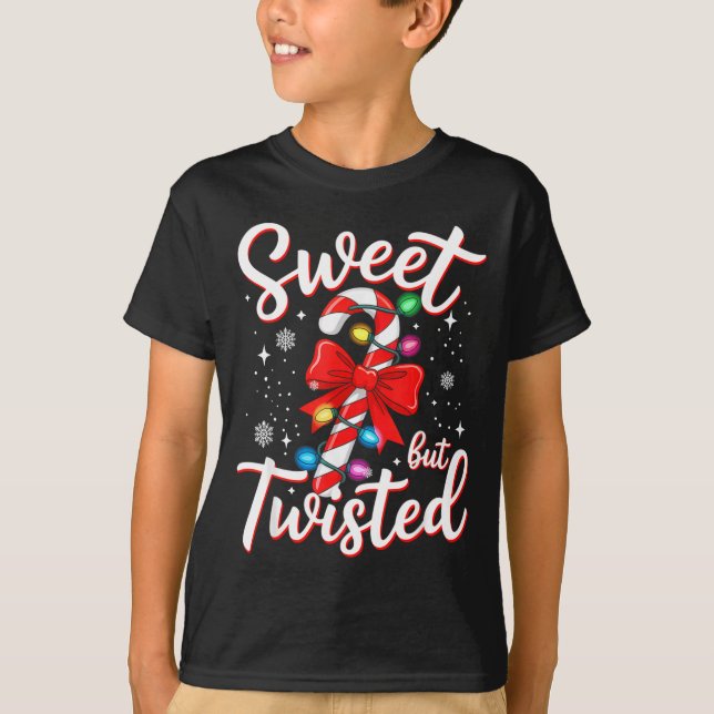 Sweet But Twisted Funny Christmas Candy Cane Xmas  T-Shirt (Front)