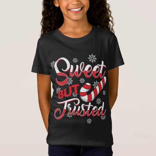 Sweet But Twisted Funny Christmas Lollipop Cane Lo T-Shirt (Front)