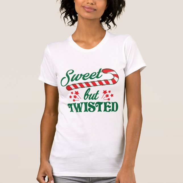 Sweet But Twisted Novelty Candy Cane Christmas T-Shirt (Front)