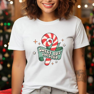 Sweet But Twisted Retro Candy Cane Christmas Tri-Blend Shirt