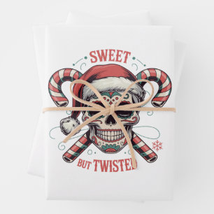 Sweet But Twisted Skeleton Xmas Spooky Halloween Wrapping Paper Sheets