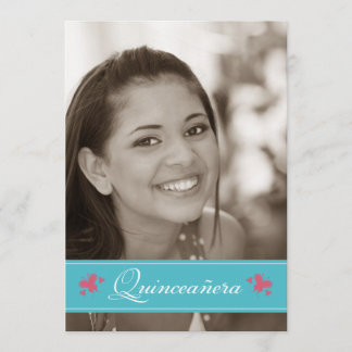 Sweet Butterflies Quinceanera Invitation (aqua)