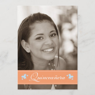 Sweet Butterflies Quinceanera Invitation (coral)