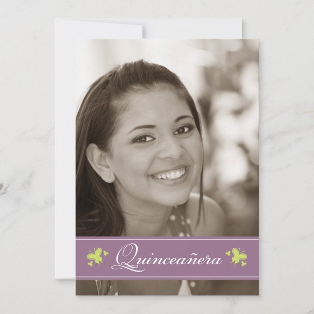Sweet Butterflies Quinceanera Invitation (lilac) (Front)
